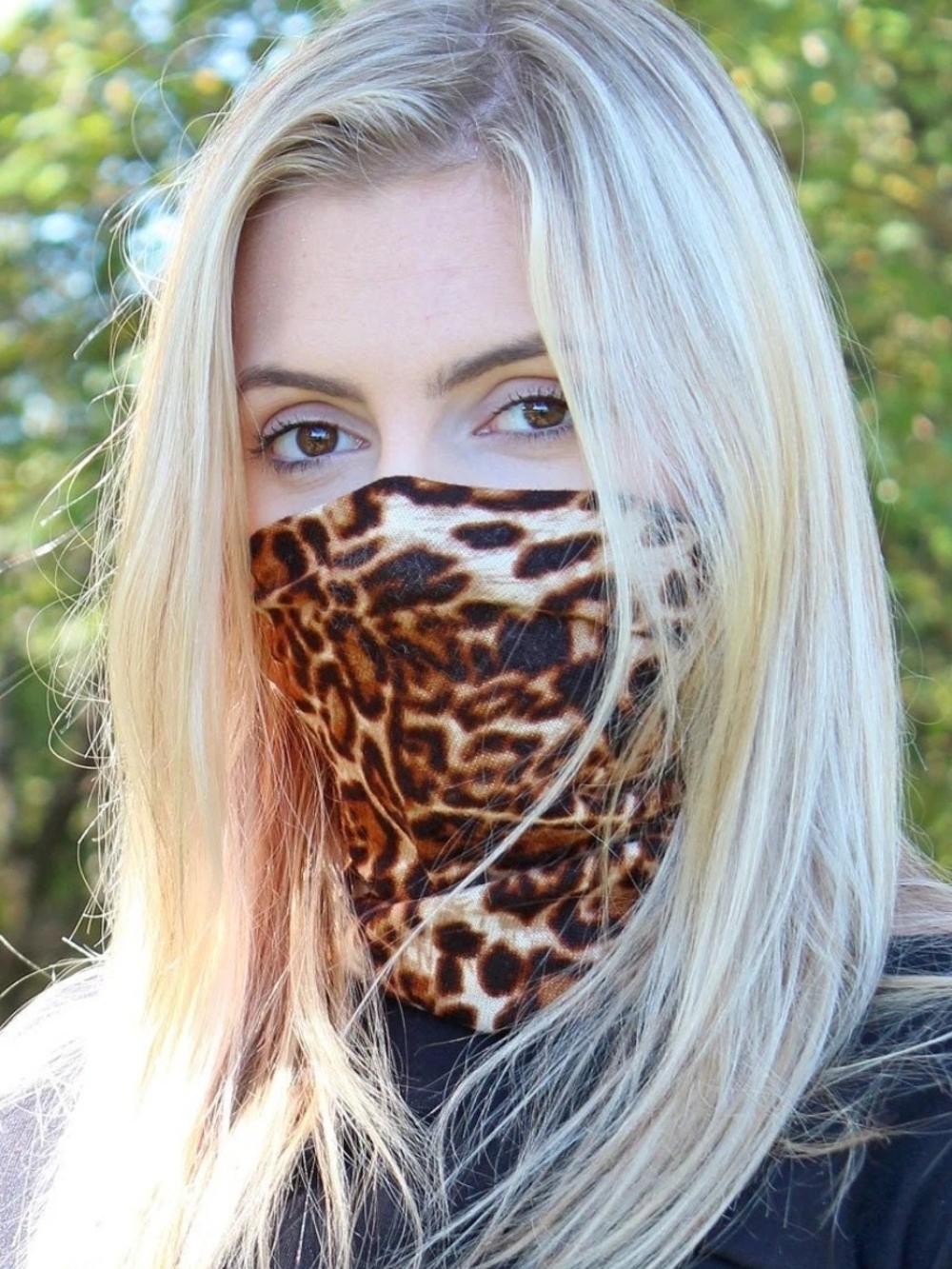 Brown Leopard Double Layer Twisted Face Mask Neck Gaiter